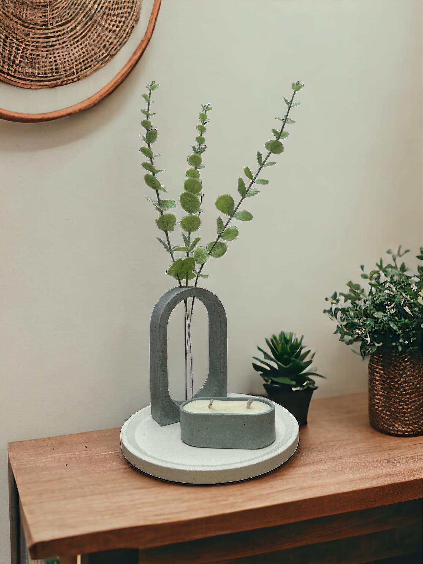 KIT001 BASE/PORTA FLOR / VELA DE SOYA TINA