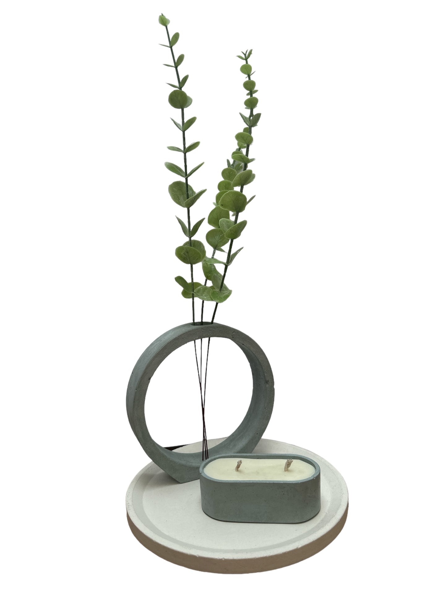 KIT001 BASE/PORTA FLOR / VELA DE SOYA TINA