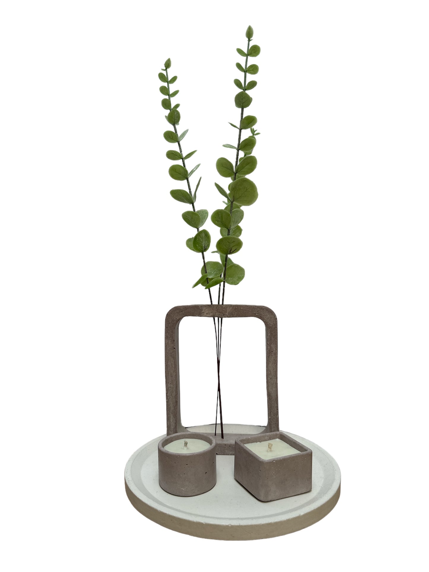 KIT002 BASE/PORTA FLOR / VELAS DE SOYA MIXTAS