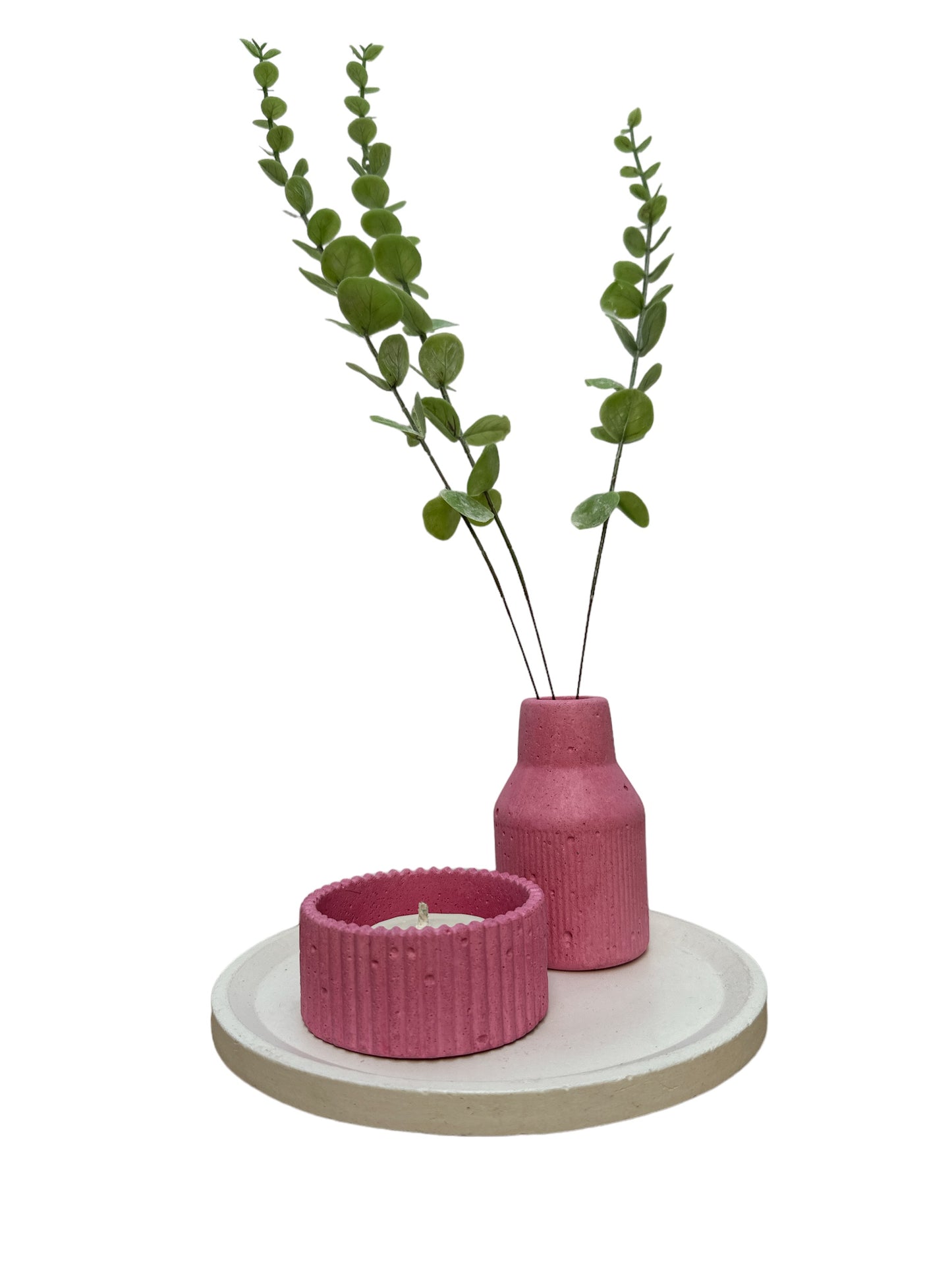 KIT007 BASE/FLORERO/VELA DE SOYA RAYADA