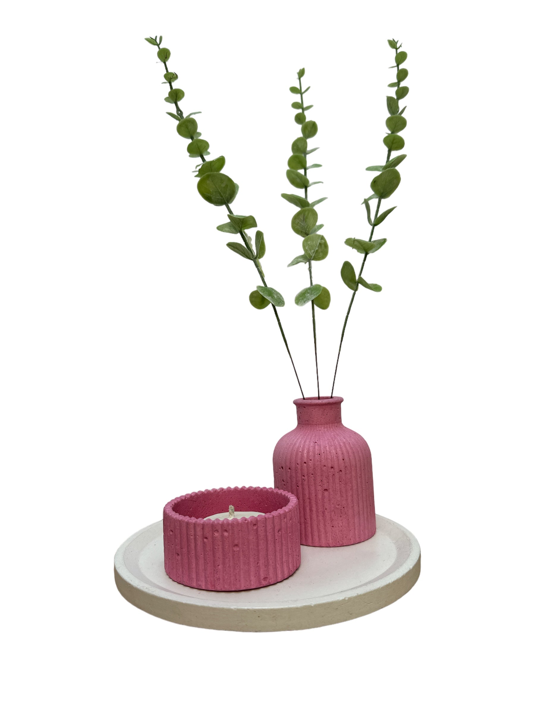 KIT007 BASE/FLORERO/VELA DE SOYA RAYADA