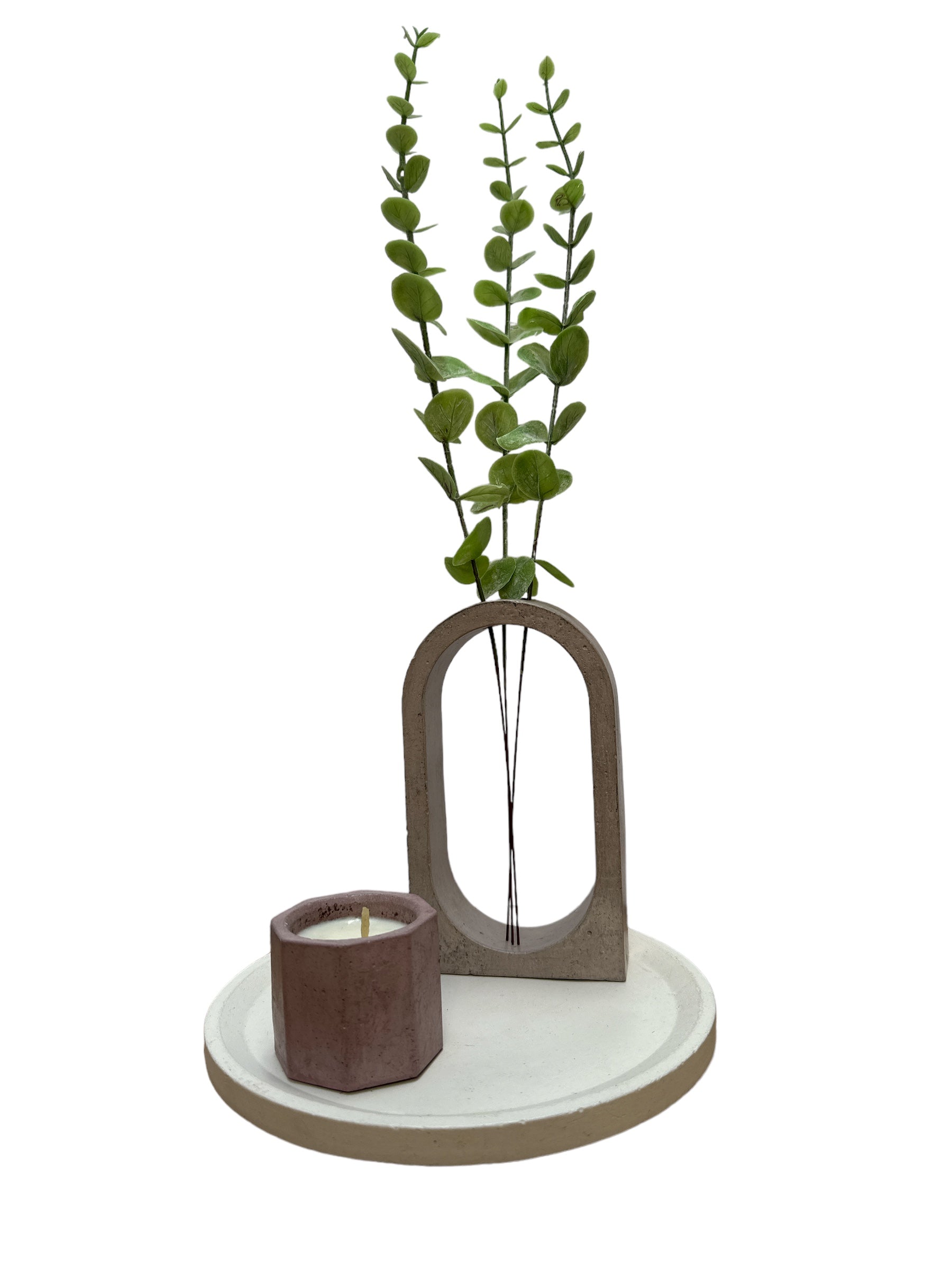 KIT010 BASE/PORTA FLOR/ VELA DE SOYA HEXAGONAL