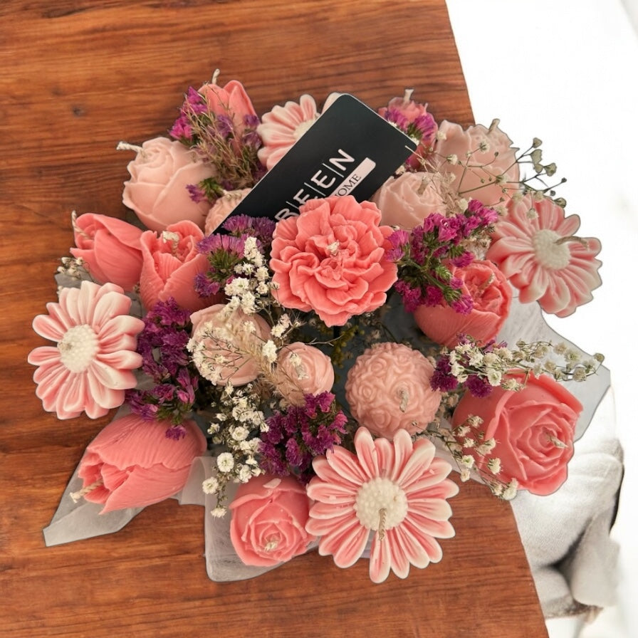 FLORES DE CERA +CONTENEDOR DE CONCRERTO