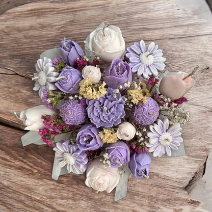 FLORES DE CERA +CONTENEDOR DE CONCRERTO